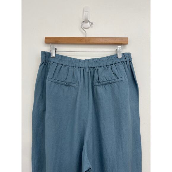 Madewell Tailored Tapered Pleated Elastic Waist Pant Linen-Blend FLAWED Size 10 - Picture 6 of 13